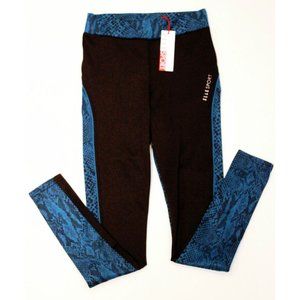 ELLE SPORT Black TEAL Snakeskin SPORT Yoga RUN Pants Tights